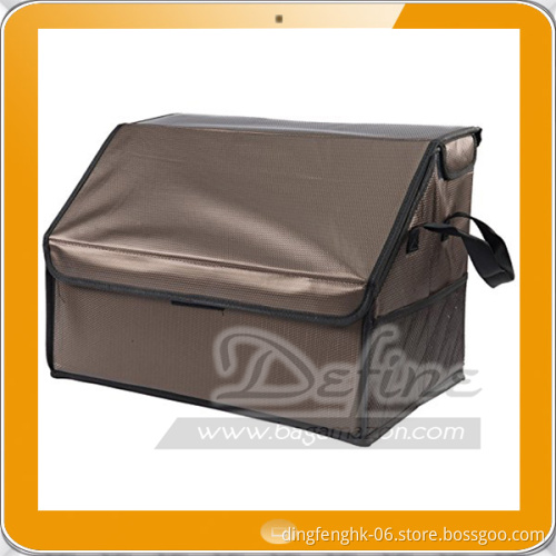 Brown Waterproof PU car Trunk Organizer Cargo Storage Box
